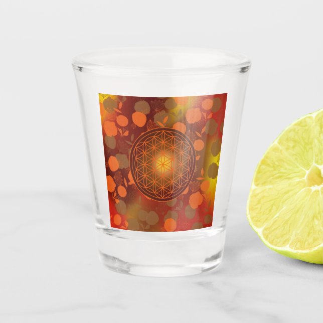 Copo De Shot flower of life, chakra,zen,sacred geometric, (Frente)