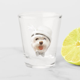 Copo De Shot Fluffy Dog com White Hat