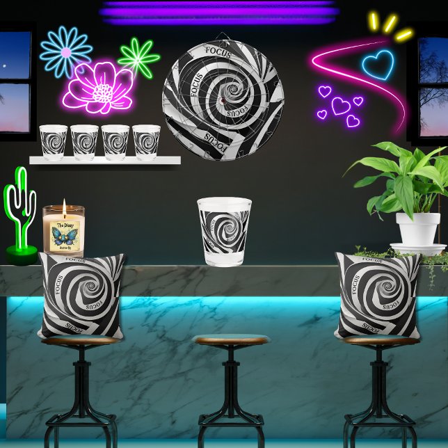 Copo De Shot Foco da ilusão espiral 3D a preto e branco (Criador carregado)