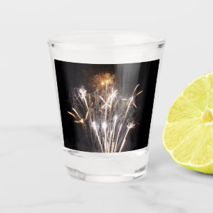 Copo De Shot Fogos de Artifício Brancos e Dourados II Celebraçã