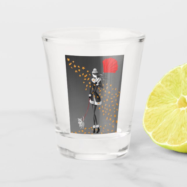 Copo De Shot Folha de outono deixa passeata de inverno (Frente)