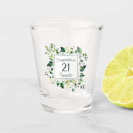 Copo De Shot Folha verde da aguarela - algum aniversário da