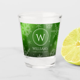Copo De Shot Folha Verde Festiva Snowflakes Monograma Nome