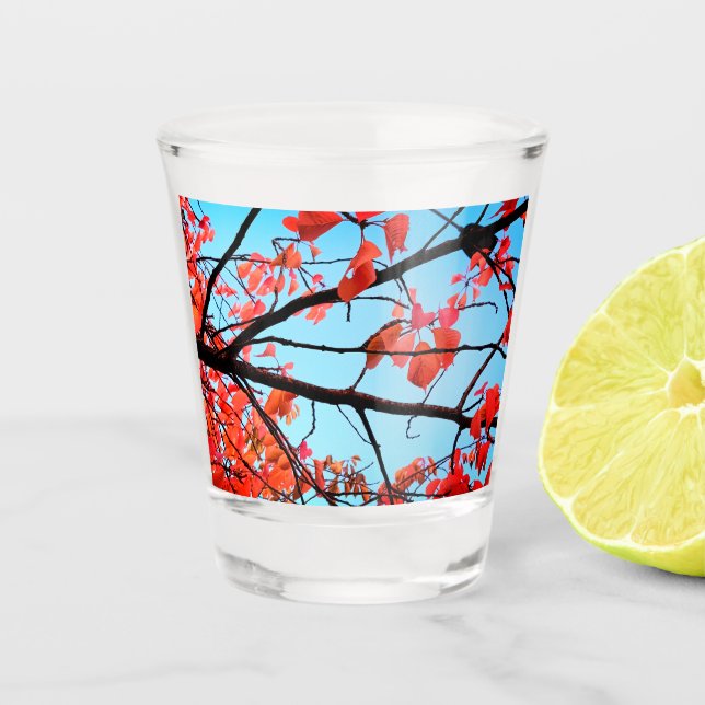 Copo De Shot Folhas vermelhas (Frente)
