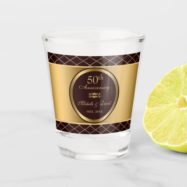 Copo De Shot Formas De Diamante Dourado E Castanho (Frente)