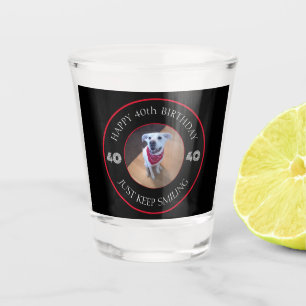 Copo De Shot Foto de Cão Grinning Birthday 40 Black and Red