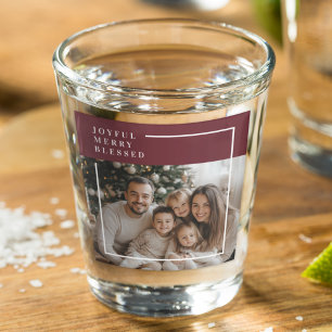 Copo De Shot Foto de Natal Personalizada Alegre e Abençoada