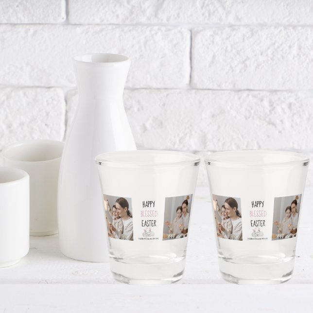 Copo De Shot Foto Moderna Dois | Feliz Páscoa | Coelho (Criador carregado)
