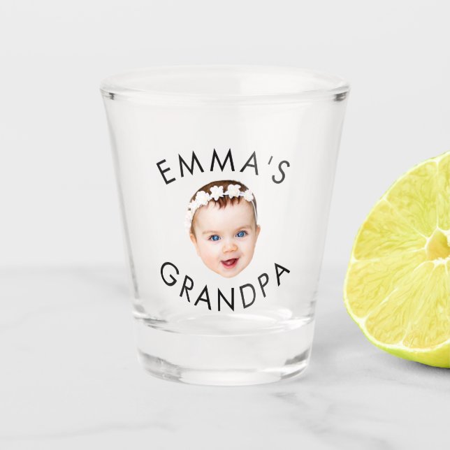Copo De Shot Foto personalizada com a mamãe vovô Aniversário (Frente)