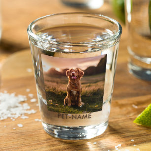 Copo De Shot Foto Personalizada Com O Nome Do Seu Cachorro