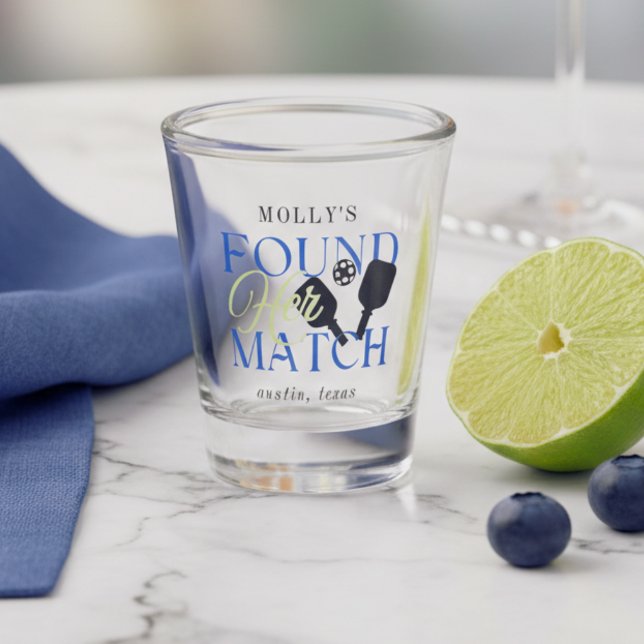 Copo De Shot Found Her Match Pickleball Sporty Bachelorette (Found Her Match Pickleball Sporty Bachelorette Shot Glass)
