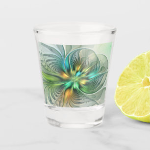 Copo De Shot Fractal de Flor Moderna de Fantasy Abstrato