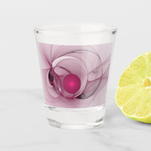 Copo De Shot Fractal Sinuoso, Arte Abstrato Moderno Rosa Berry