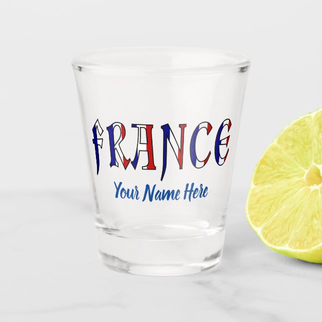 Copo De Shot França com Cores da Bandeira Francesa Personalizad (Frente)