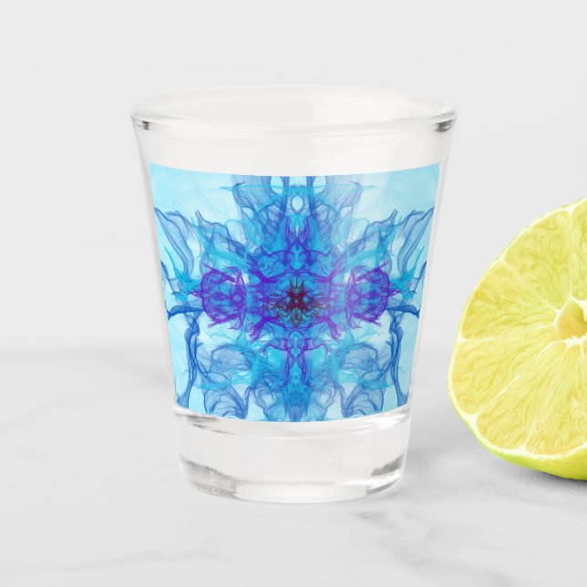 Copo De Shot FUMAÇA AZUL - Arte Fractal - (Frente)