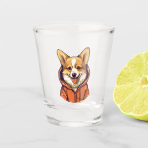 Copo De Shot Funny Corgi Vestindo Hoodie