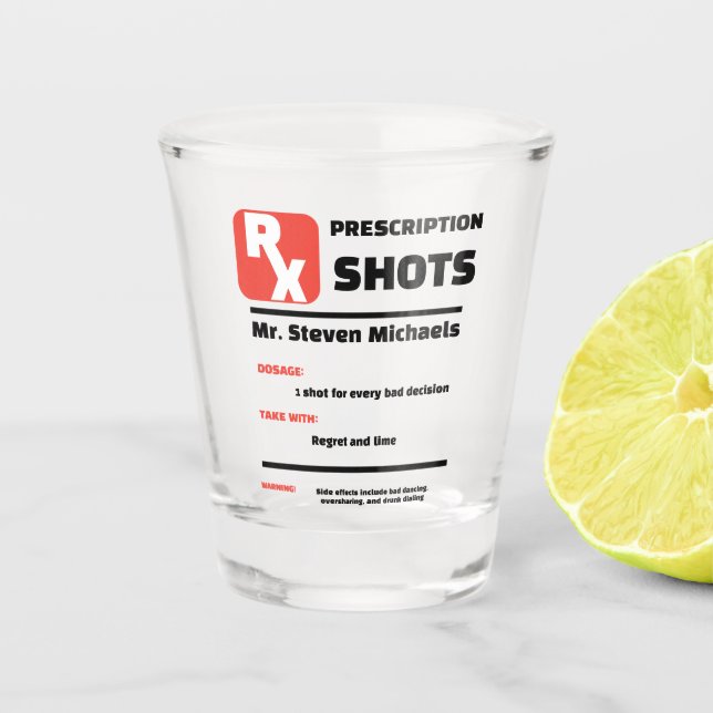 Copo De Shot FUNNY! 🍋‍🟩 Custom Joke Prescription Shot Glass (Frente)