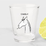 Copo De Shot Funny Horse Personalizado<br><div class="desc">Um design de desenho animado engraçado para aqueles que amam animais,  cavalos e equitação. Altere o nome para personalizar.</div>