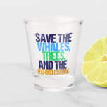 Copo De Shot Funny Oxford Comma<br><div class="desc">Salve as Baleias, Árvores, e o Oxford Comma. Um presente hilário em língua inglesa para um professor escrevendo ou romancista. Um presente bonito para um autor ou escritor que gosta de humor gramatical.</div>