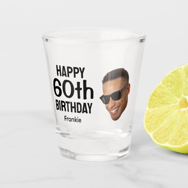 Copo De Shot Funny Personalized Face Photo Men 60th Birthday (Frente)