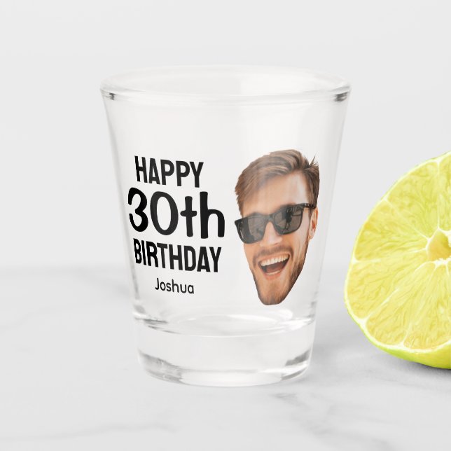 Copo De Shot Funny Personalized Men Face Photo 30th Birthday (Frente)