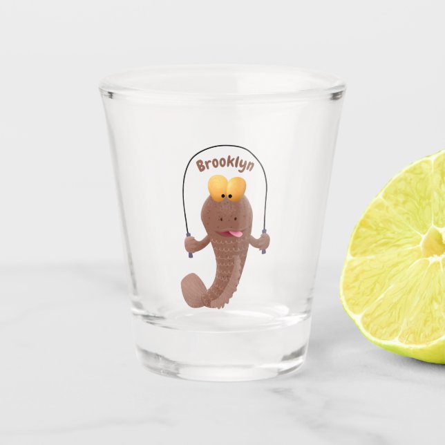 Copo De Shot Funny skipping mudskipper fish cartoon (Frente)