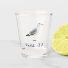 Copo De Shot Gaivota de Praia em Aquarela Personalizada
