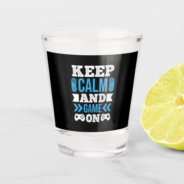 Copo De Shot Gamer Gift Keep Calm And Game On (Frente)