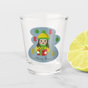 Copo De Shot Garota com caixa de presentes de Natal