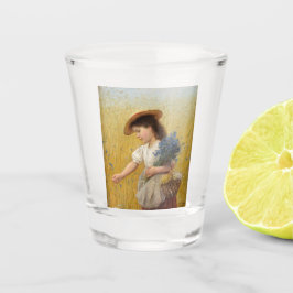 Copo De Shot Garota jovem em um campo de trigo