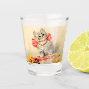 Copo De Shot Gatinho com Fita Vermelha