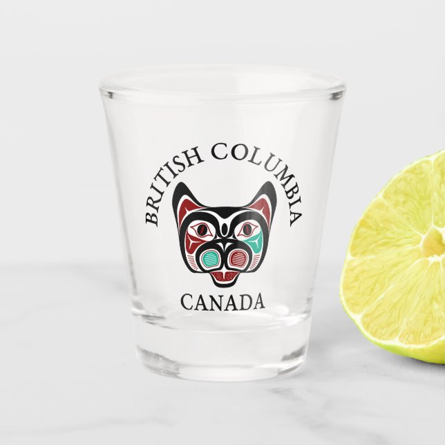 Copo De Shot Gatinho de Arte Nativo Americano Vermelho Negro (Frente)