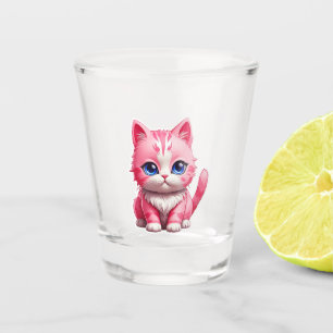 Copo De Shot Gato de Gatinho Rosa Gelado
