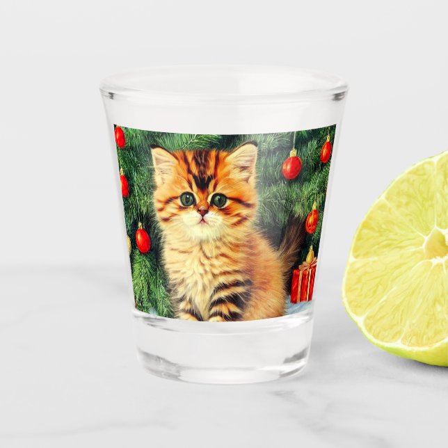 Copo De Shot Gato de natais vintages (Frente)
