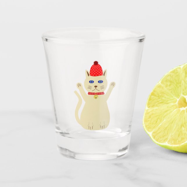Copo De Shot Gato de Natal bonito (Frente)