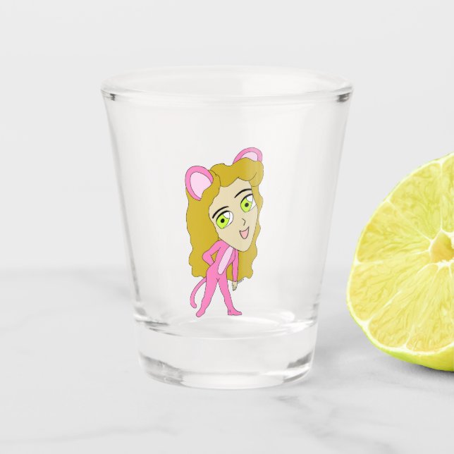 Copo De Shot gato rosa (Frente)