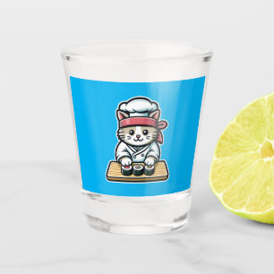 Copo De Shot Gato Sushi-Fazer: Arte Humorosa de Chef