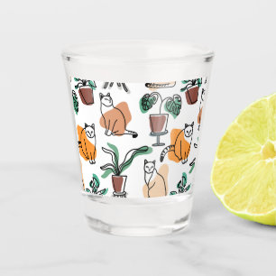 Copo De Shot Gatos e flores para desenho de linhagens