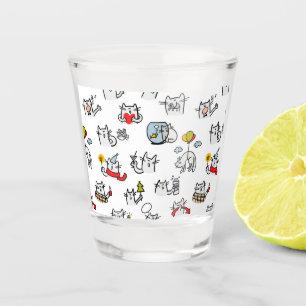 Copo De Shot Gatos engraçados, leite e magia.