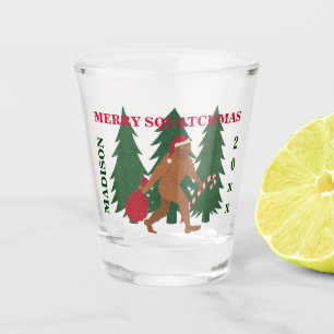 Copo De Shot Geek engraçado do Natal de Squatch do papai noel