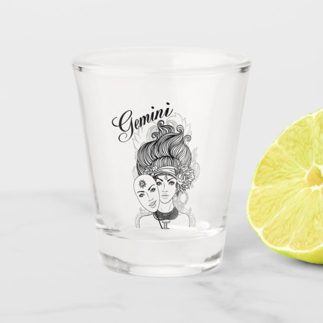 Copo De Shot Gemini - Mascarada Lady Zodiac Glass (Frente)
