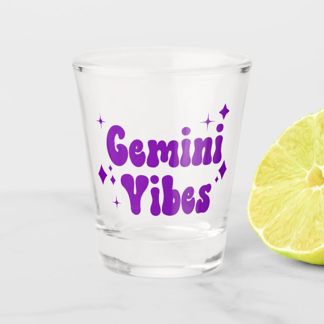 Copo De Shot Gemini Vibes Zodiac Astrologia Roxo (Frente)