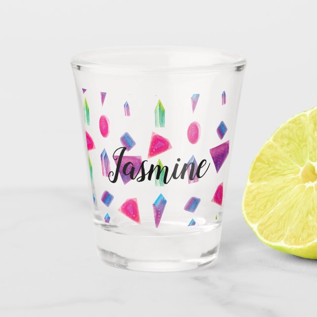 Copo De Shot Gems Crystals Galaxy Padrões Aquecidos Manuais (Frente)
