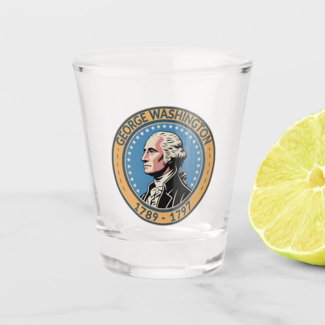 Copo De Shot George Washington US President Illustration Badge (Frente)