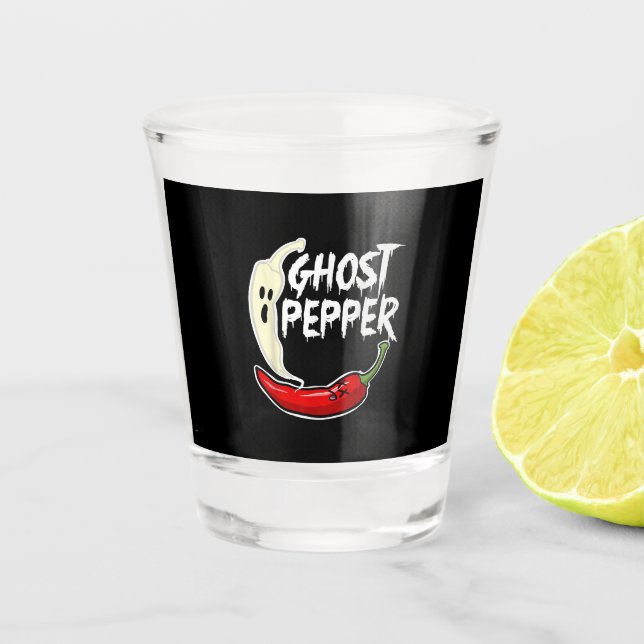 Copo De Shot Ghost Pepper Funny Spicy Hot Halloween Peppe (Frente)