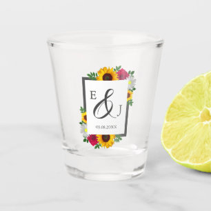Copo De Shot Girassol Rosa Margarida Outono Floral Casamento