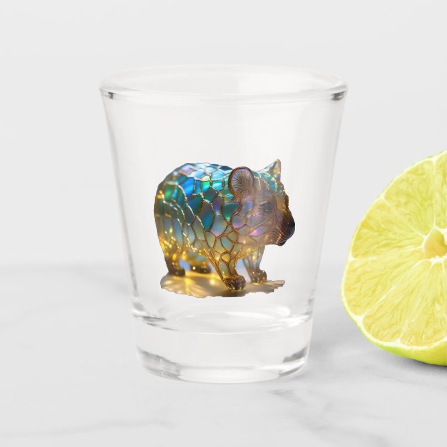 Copo De Shot Glass Opalised Australian Wombat, (Frente)