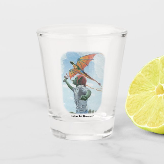 Copo De Shot Goblin Flying Rainbow Dragon Fantasy Shot Glass (Frente)