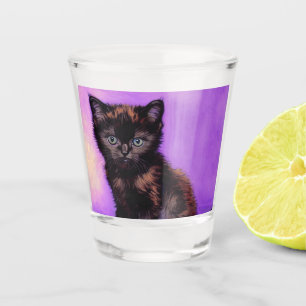 Copo De Shot Gogh Style Purple Cat