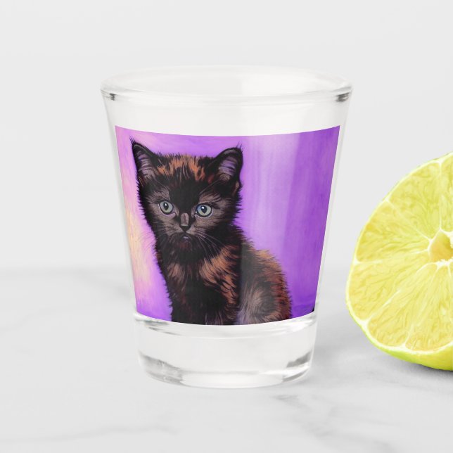Copo De Shot Gogh Style Purple Cat (Frente)